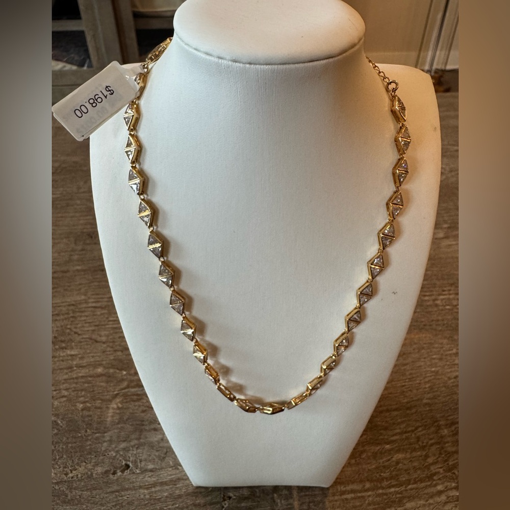 Crystal and yellow gold plated choker - NWT!